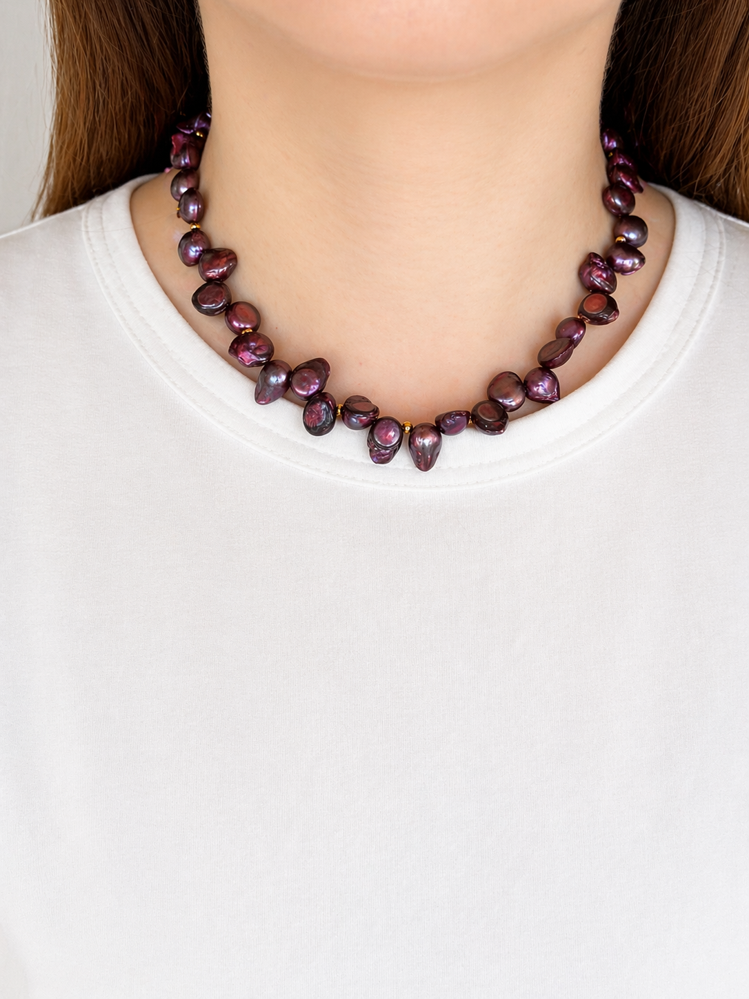 Naszyjnik Bordeaux Pearl z pereł naturalnych