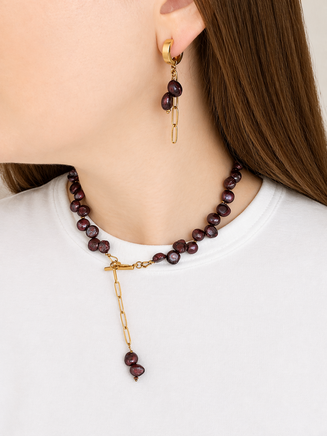 Naszyjnik Bordeaux Pearl z pereł naturalnych