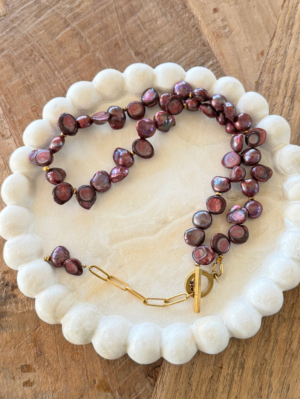 Naszyjnik Bordeaux Pearl z pereł naturalnych