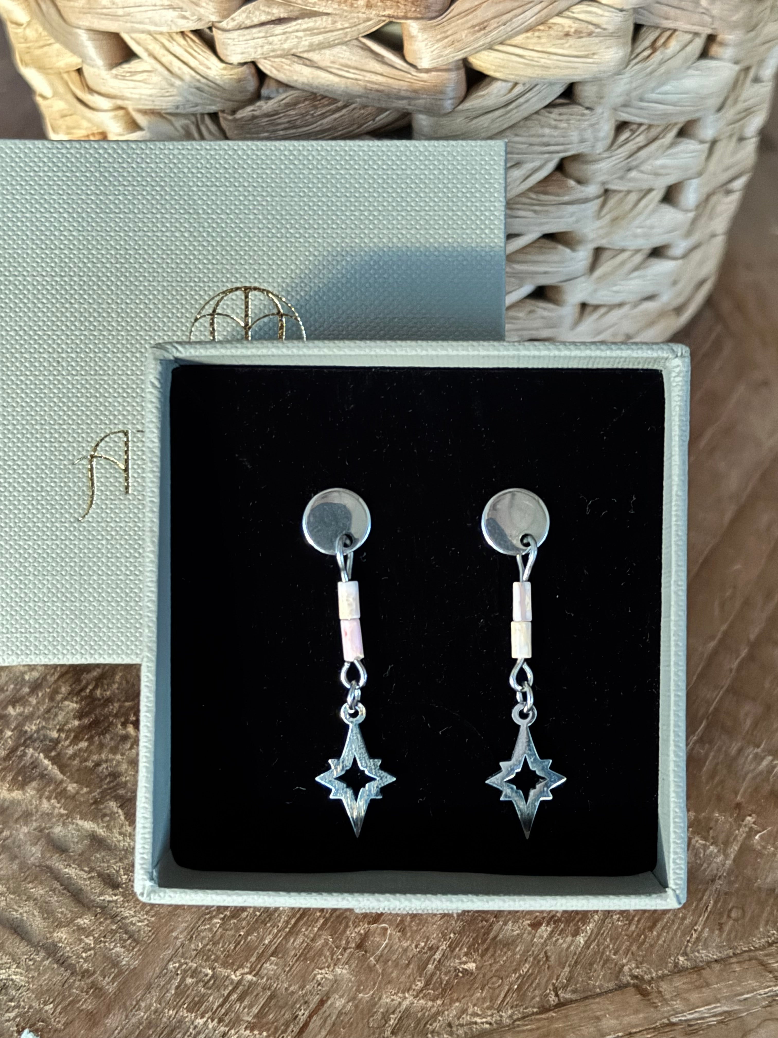 Kolczyki Heart Spark Earrings z rodonitem