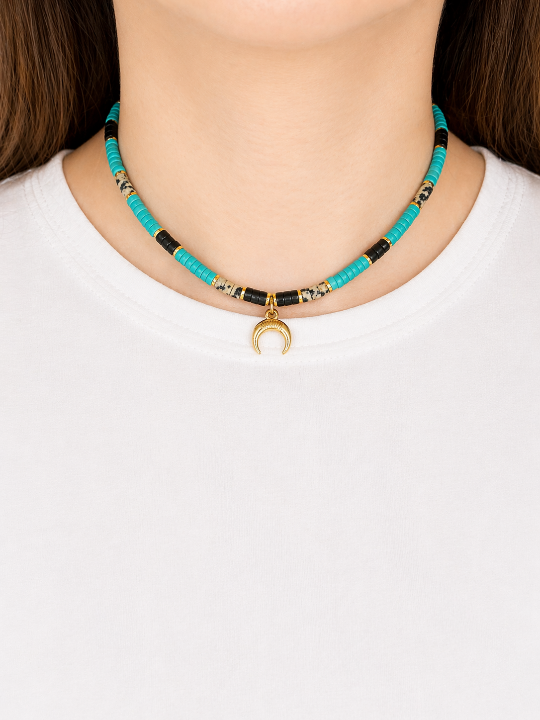 Naszyjnik Abundance Choker z jaspisem, onyksem i howlitem