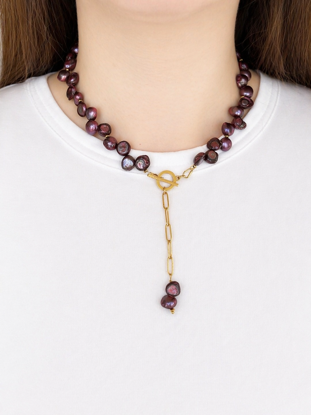 Naszyjnik Bordeaux Pearl z pereł naturalnych