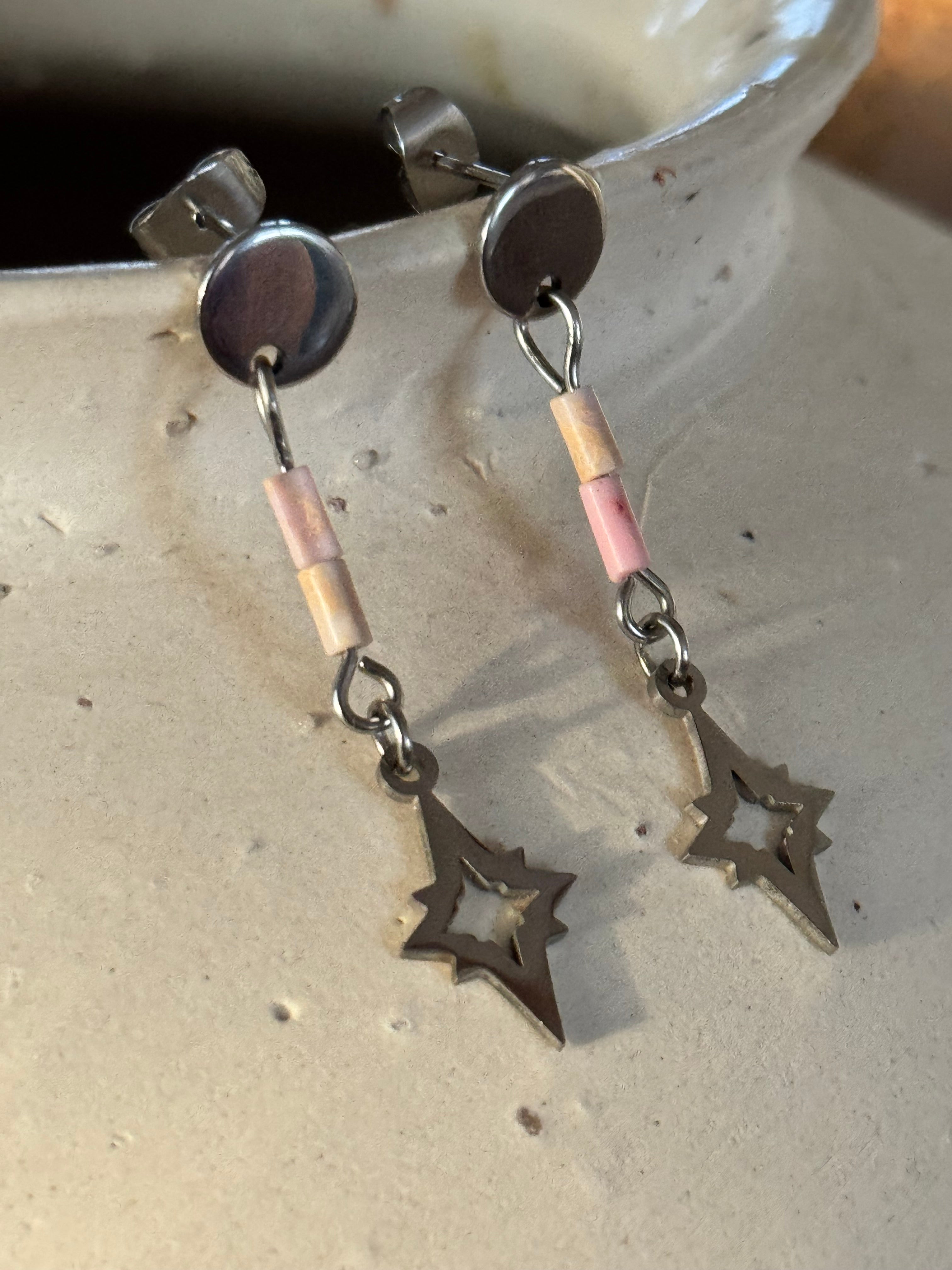 Kolczyki Heart Spark Earrings z rodonitem