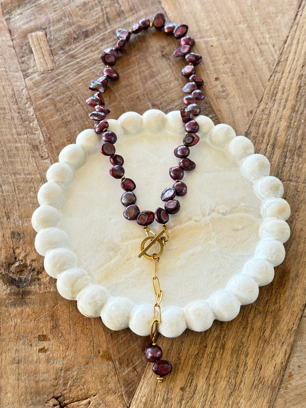 Naszyjnik Bordeaux Pearl z pereł naturalnych