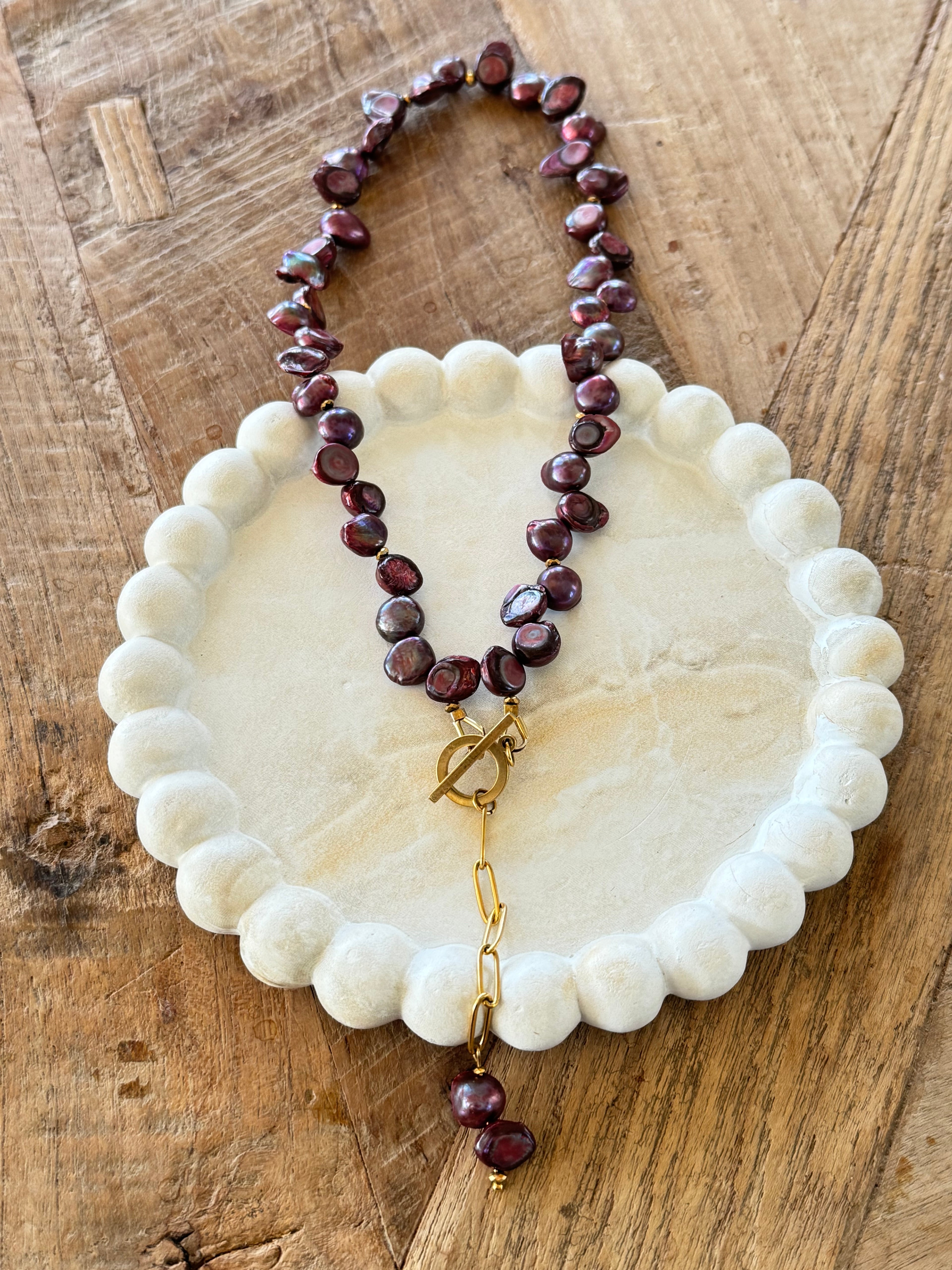 Naszyjnik Bordeaux Pearl z pereł naturalnych