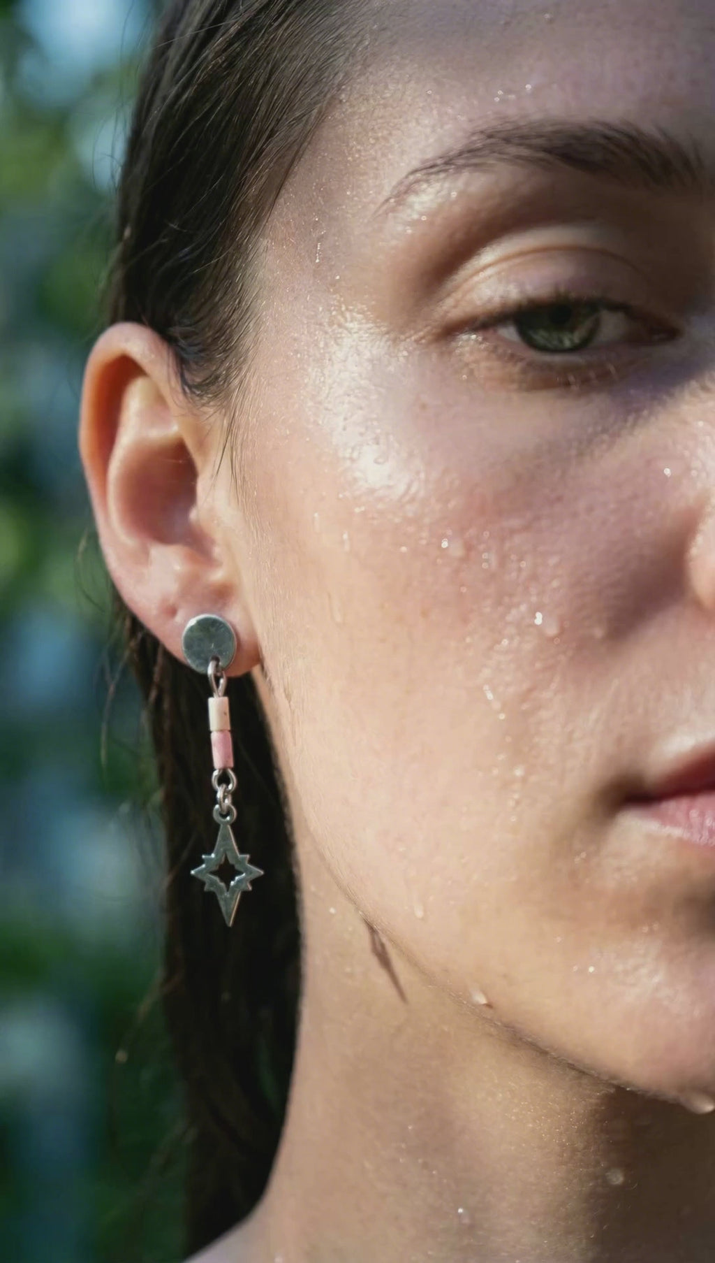 Kolczyki Heart Spark Earrings z rodonitem